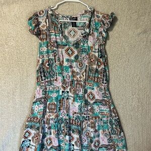 Wrangler Retro Women’s Fit & Flare Dress Aztec V Neck Xl. Boho Festival Western